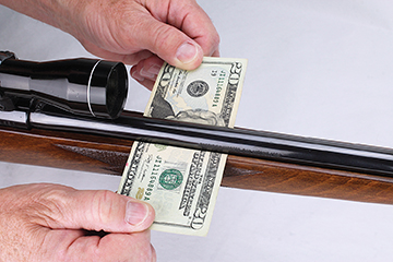A “dollar bill check” demonstrates that the barrel is freely floated. With inflation and the quality of the Mauser, a “20-dollar bill check” seemed appropriate.